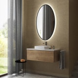 Ovale LED-spiegel met zwarte rand gedeeltelijk gelakt F659L4OTL Ovale LED-spiegel met zwarte rand gedeeltelijk gelakt F659L4OTL