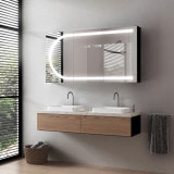 Zwarte aluminium badkamer spiegelkast met LED - Saale/Zwart Zwarte aluminium badkamer spiegelkast met LED - Saale/Zwart