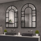 Industrieel ontwerp spiegel met toog zwart gelakt F647BTL Industrieel ontwerp spiegel met toog zwart gelakt F647BTL