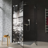 Douchecabine van glas met hoekinstap en MOTIEF ZEE 1/209