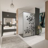 Glazen scheidingswand van satijnglas met zwarte opdruk FRAME BAMBOO 4