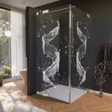 Glas douchecabine deur zijdelings met decor WATER 3/210