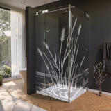 Glas Douchecabine deur zijdelings met motief RIET 1/210