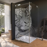Glas douchecabine deur zijdelings met motief TIJGER 210