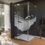 Glas douchecabine deur zijdelings met motief ZEE 2/210