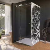 Glas douchecabine deur met zijpaneel met motief WINDROSE 210