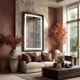 Spiegel met lijst zilver/zwart - Ulm