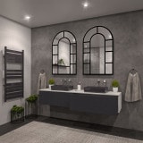 Industrieel ontwerp spiegel met toog zwart gelakt F647BTL Industrieel ontwerp spiegel met toog zwart gelakt F647BTL